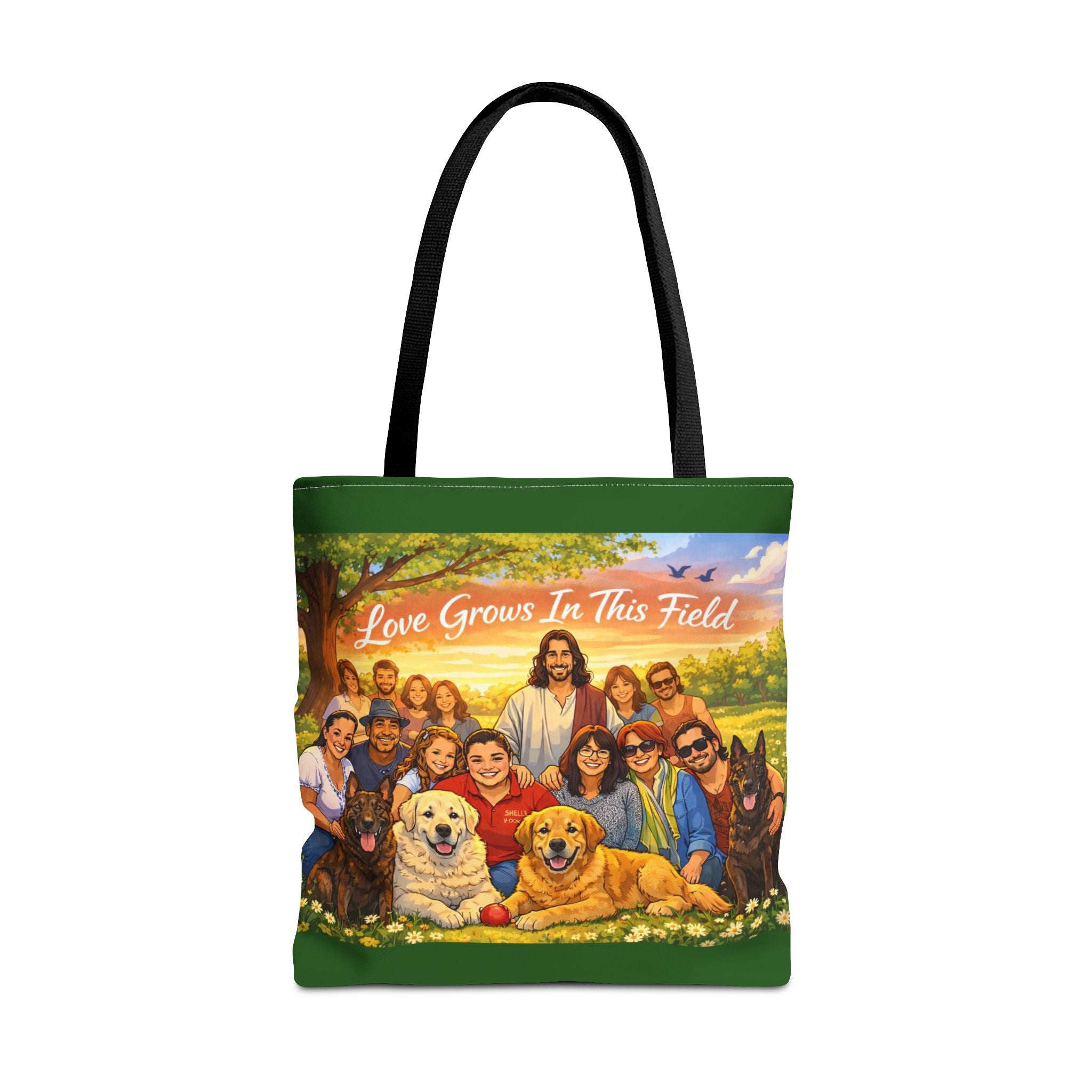 Love Grows In This Field Tote Bag — Jesus & Dogs Inspirational Art Tote