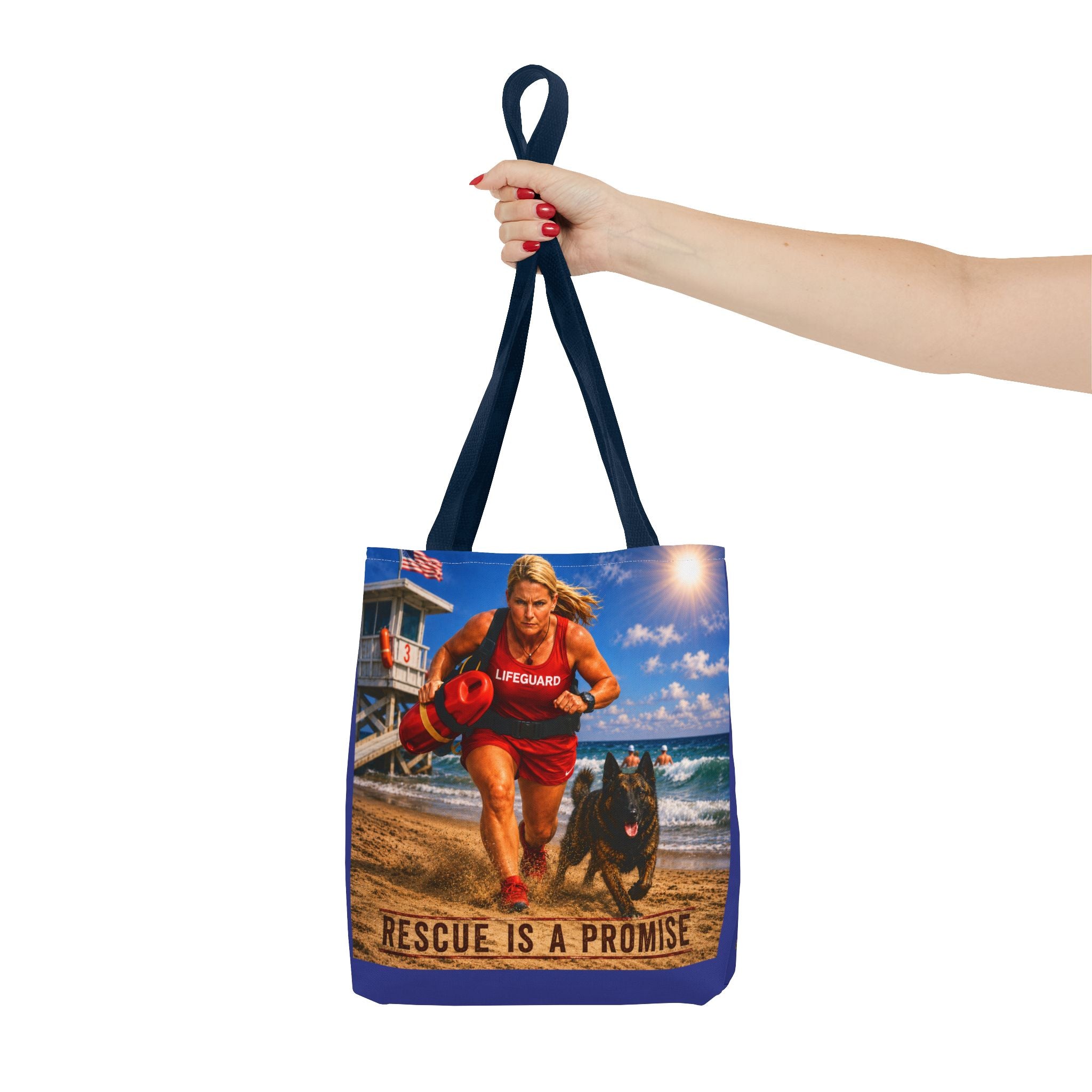 Lifeguard Rescue Tote Bag – "Rescue Is a Promise" Beach Tote