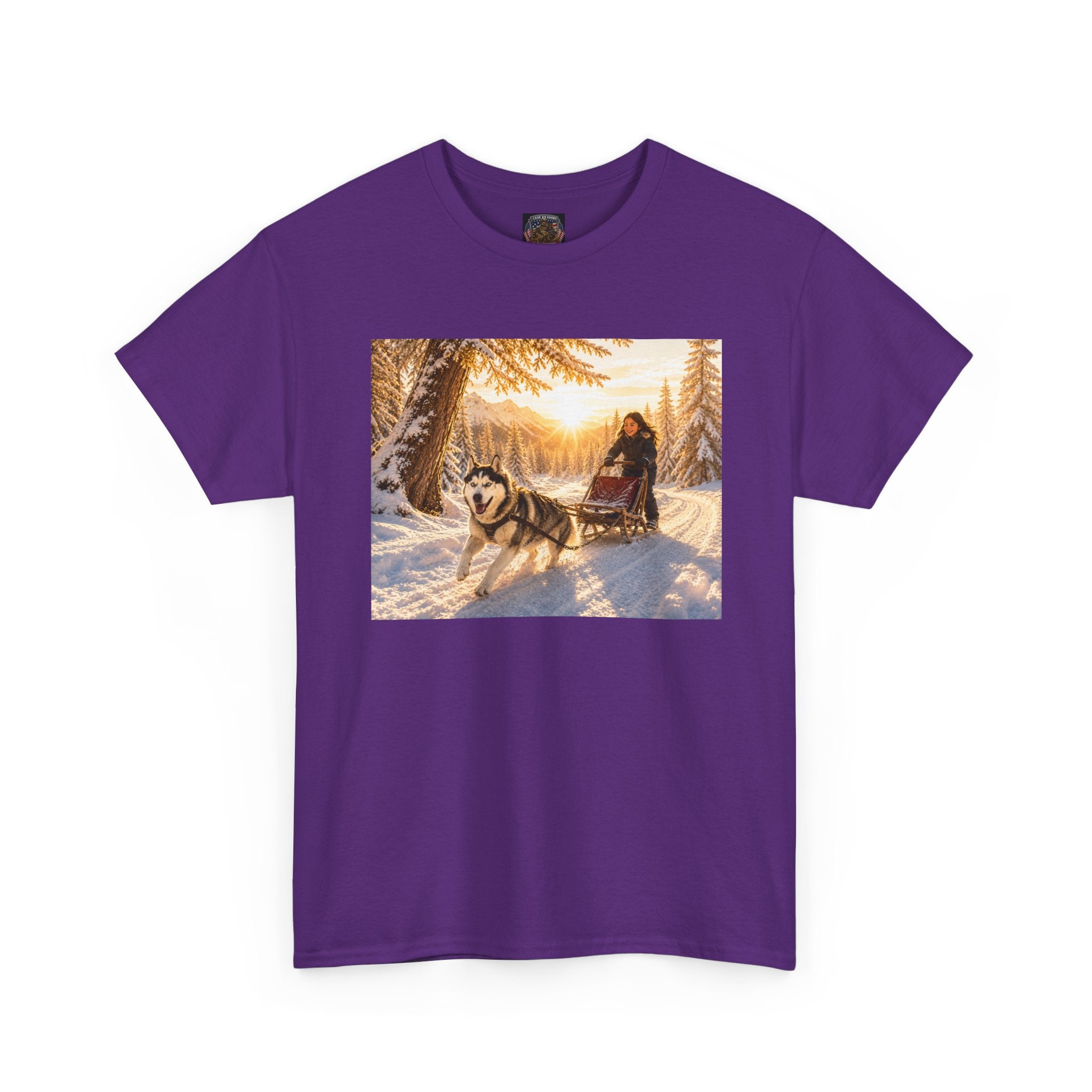 Husky Dog Sledding Winter Scene Tee
