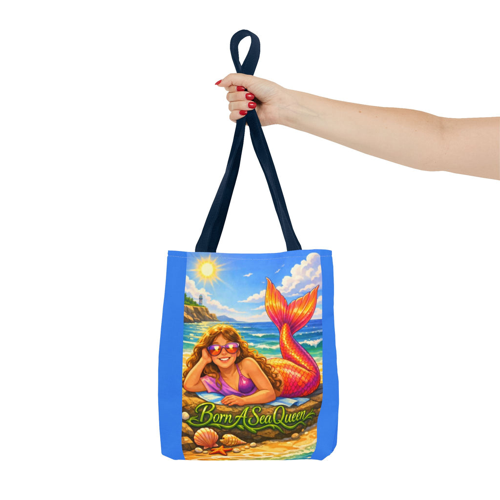 Mermaid Tote Bag — "Born A Sea Queen" Beach Tote