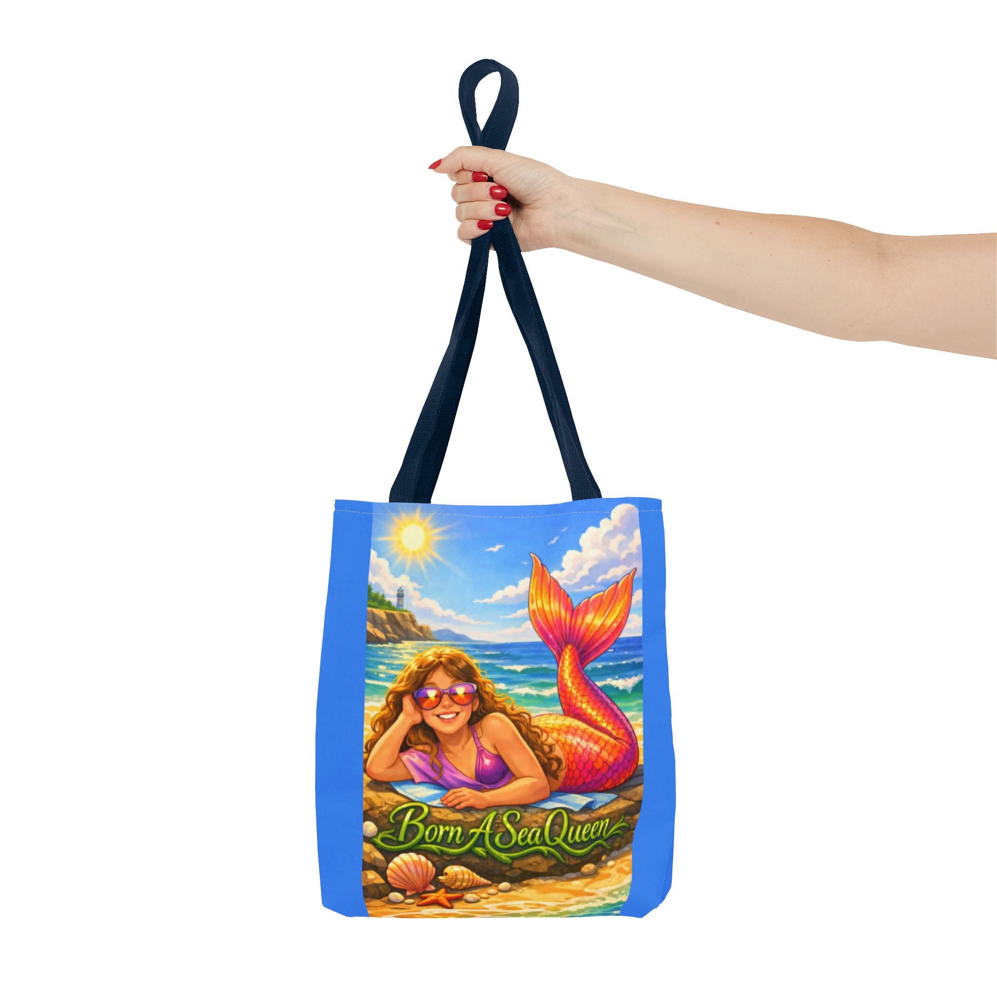 Mermaid Tote Bag — "Born A Sea Queen" Beach Tote