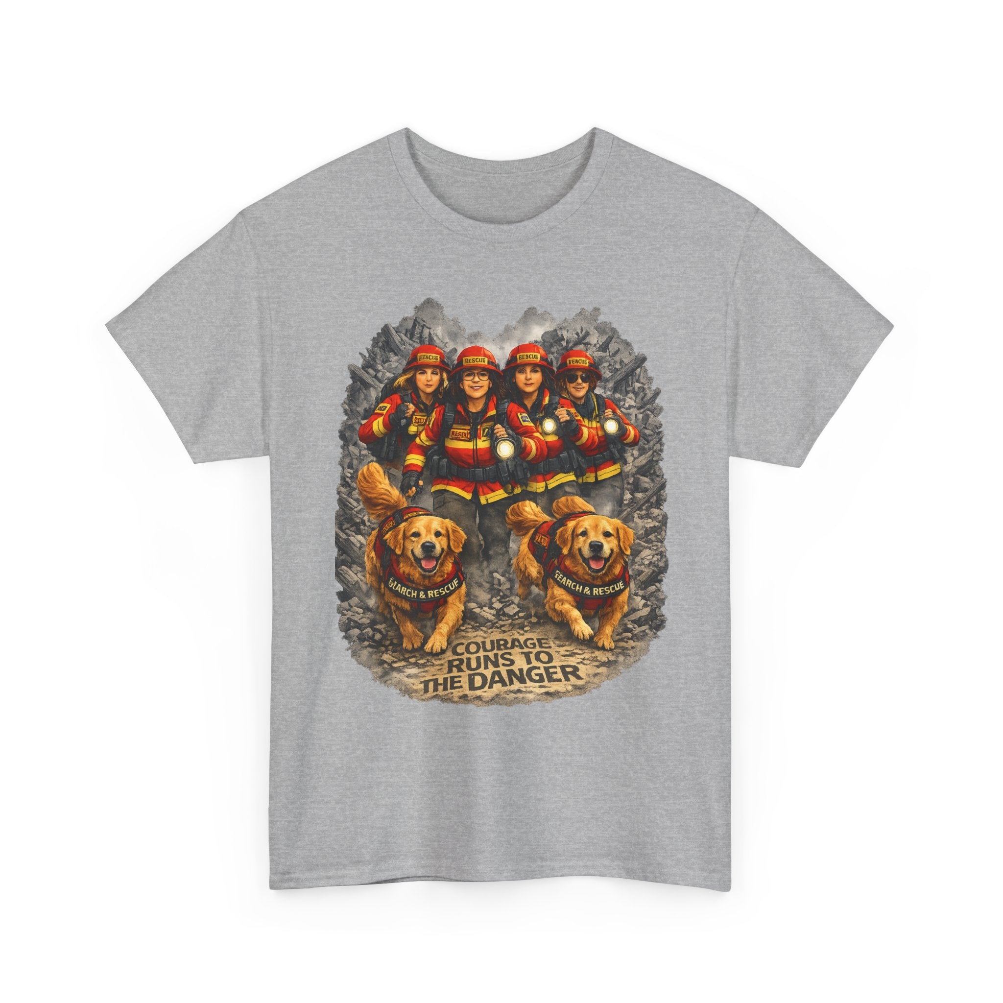 Firefighter Rescue Crew T‑Shirt — Courage Runs to the Danger Graphic Tee