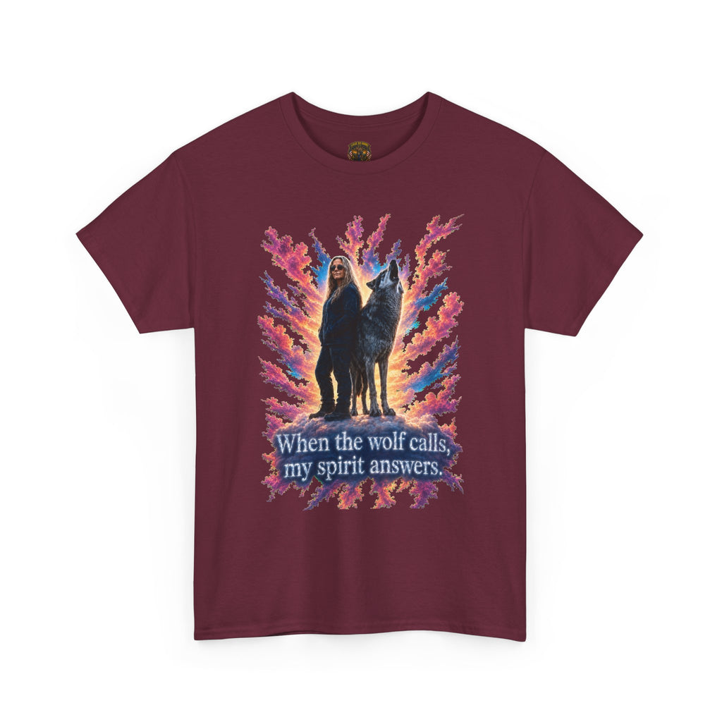 Wolf Spirit T‑Shirt — "When the wolf calls my spirit answers" Graphic Tee