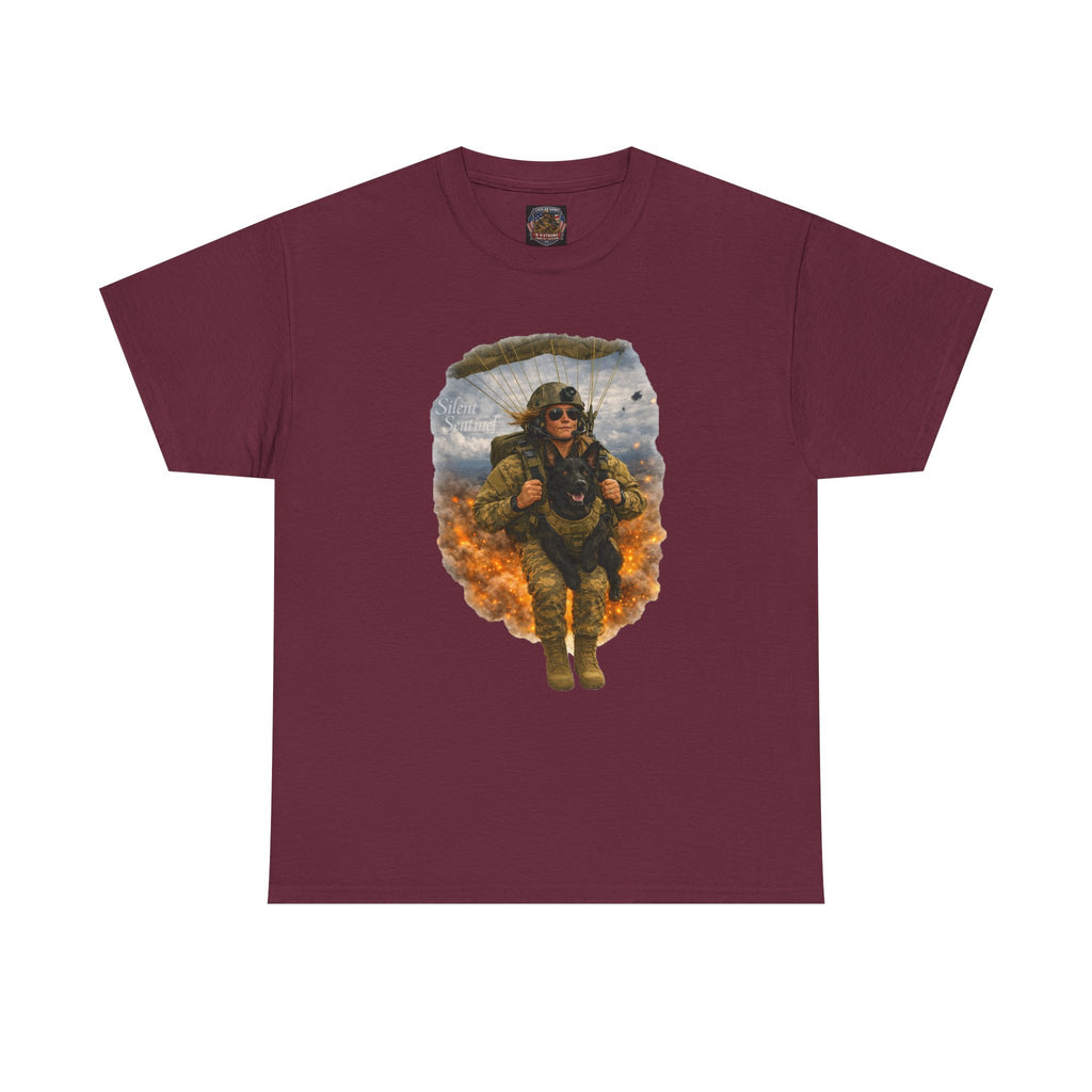 Parachute Trooper Graphic Tee — Military Jump Woman Soldier Design