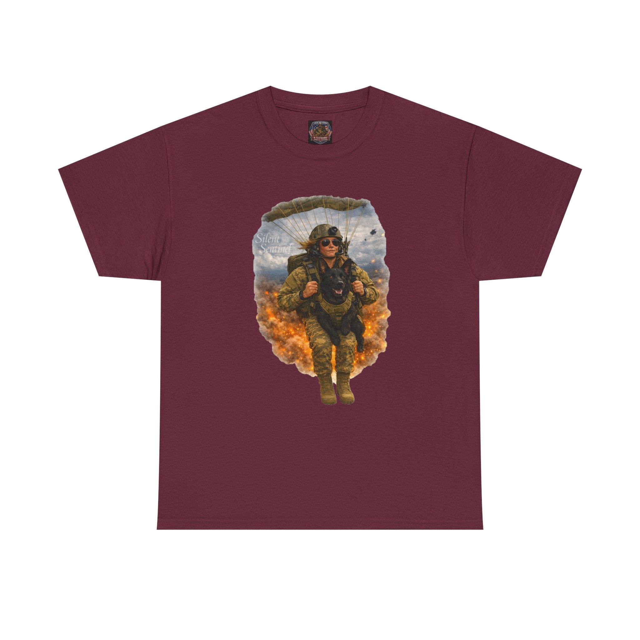 Parachute Trooper Graphic Tee — Military Jump Woman Soldier Design