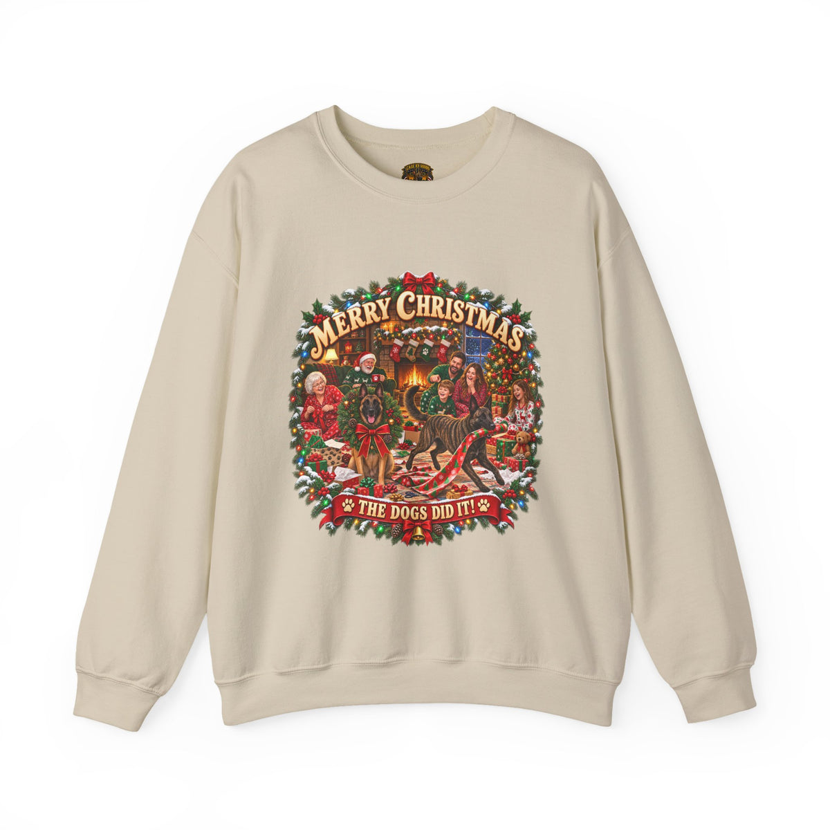 Christmas Sweatshirt — "Merry Christmas the Malinois Dogs Did It" Holiday Crewneck