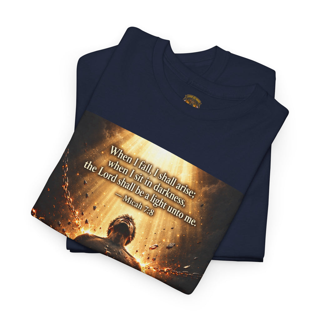 The Light of God Saves Graphic Tee — "Wound Me, Defeat Me, I'll Rise Stronger" Inspirational Shirt