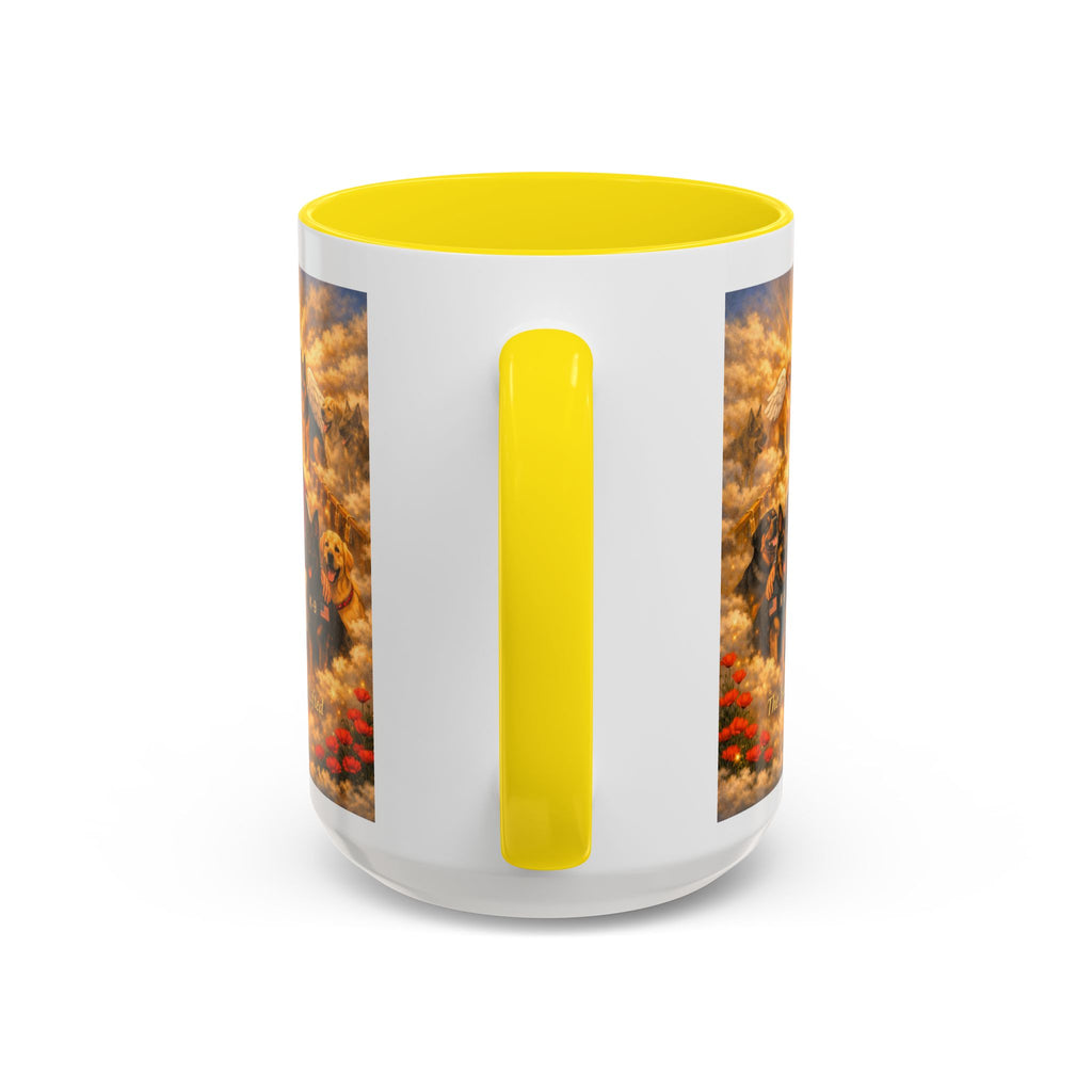 Christian Dog Memorial Coffee Mug — “The Fallen Are Lifted” Accent 11/15oz