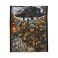 Military K9 Fast Entry Velveteen Plush Blanket — Veteran & Dog Handler Gift