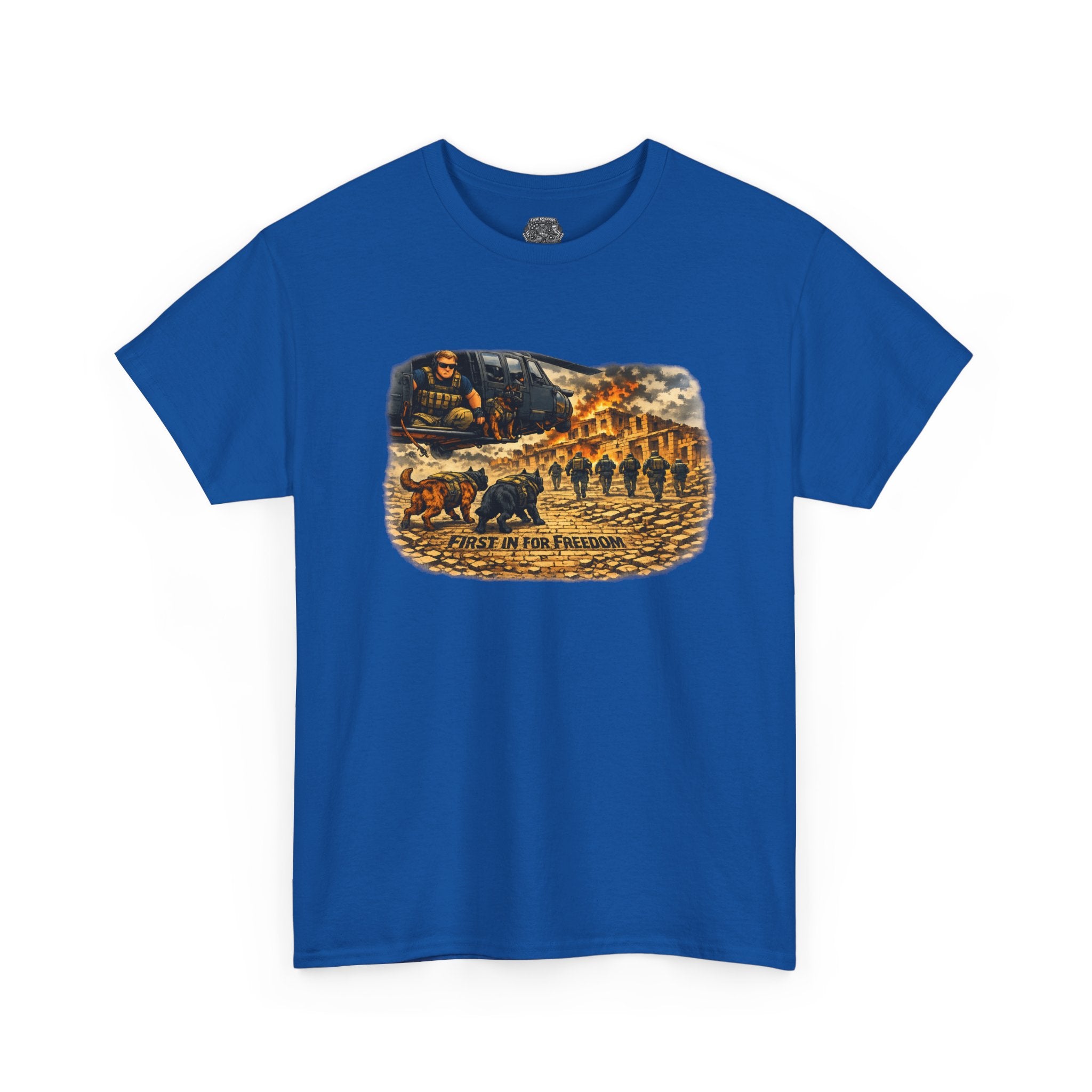Military K-9 Freedom T-Shirt – "The First In to Battle" Graphic Tee