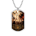 Inspirational Christian Dog Tag Necklace – 'He Brought Them Out of Darkness' Scripture Pendant