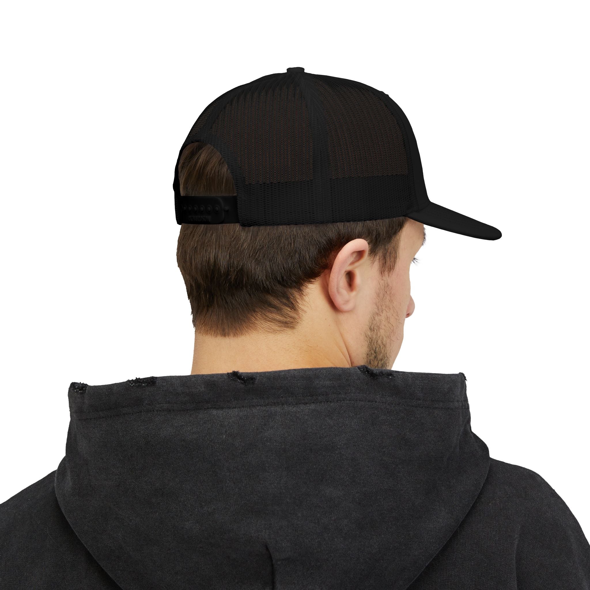 Never Forget Trucker Cap — American Flag 9/11 Memorial Snapback