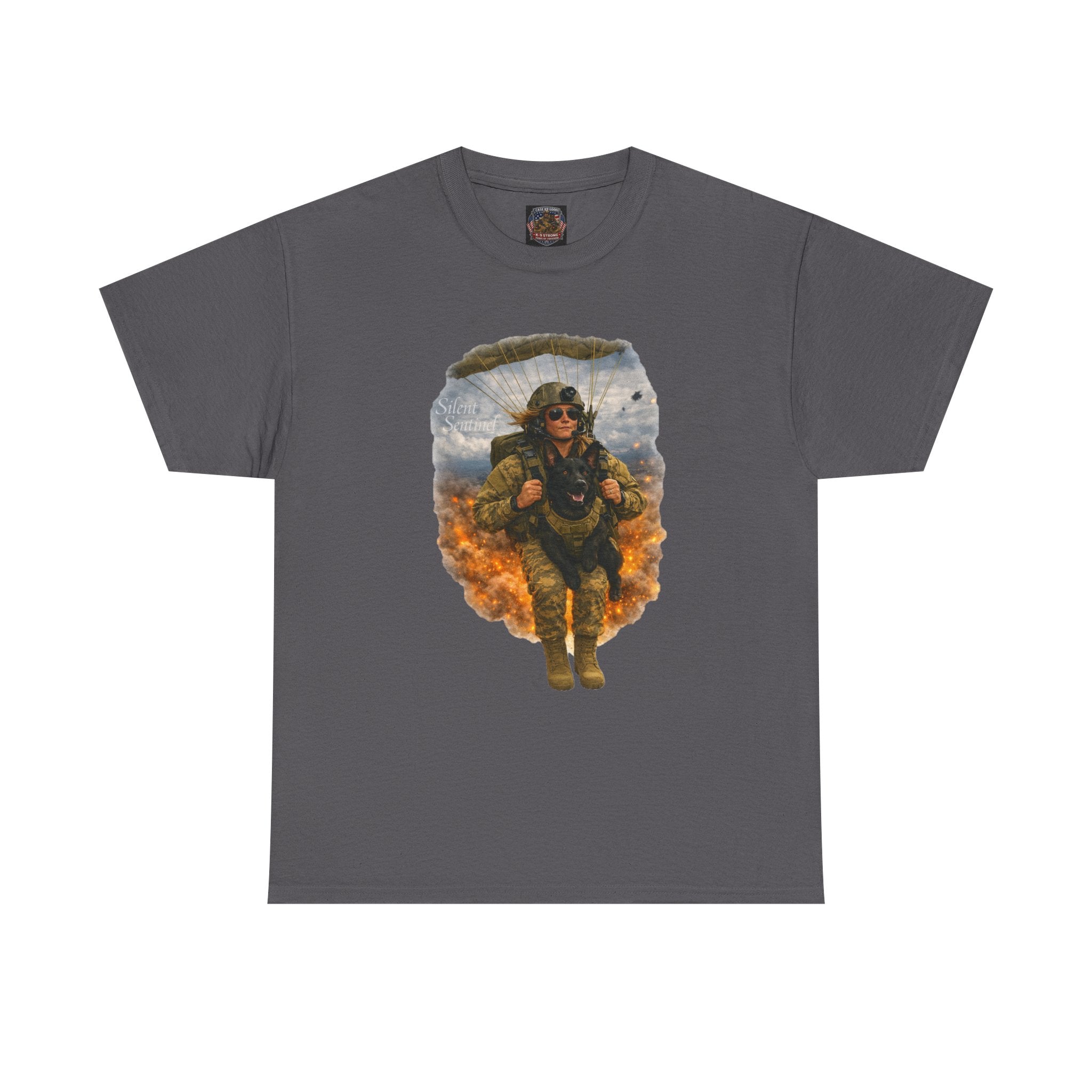 Parachute Trooper Graphic Tee — Military Jump Woman Soldier Design