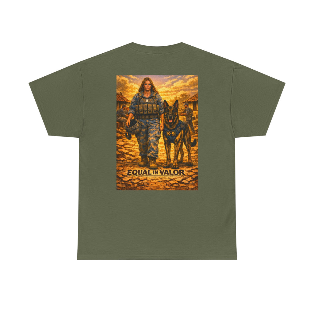 Equal in Valor T-Shirt — K9 Police Handler & Dog Tribute Tee