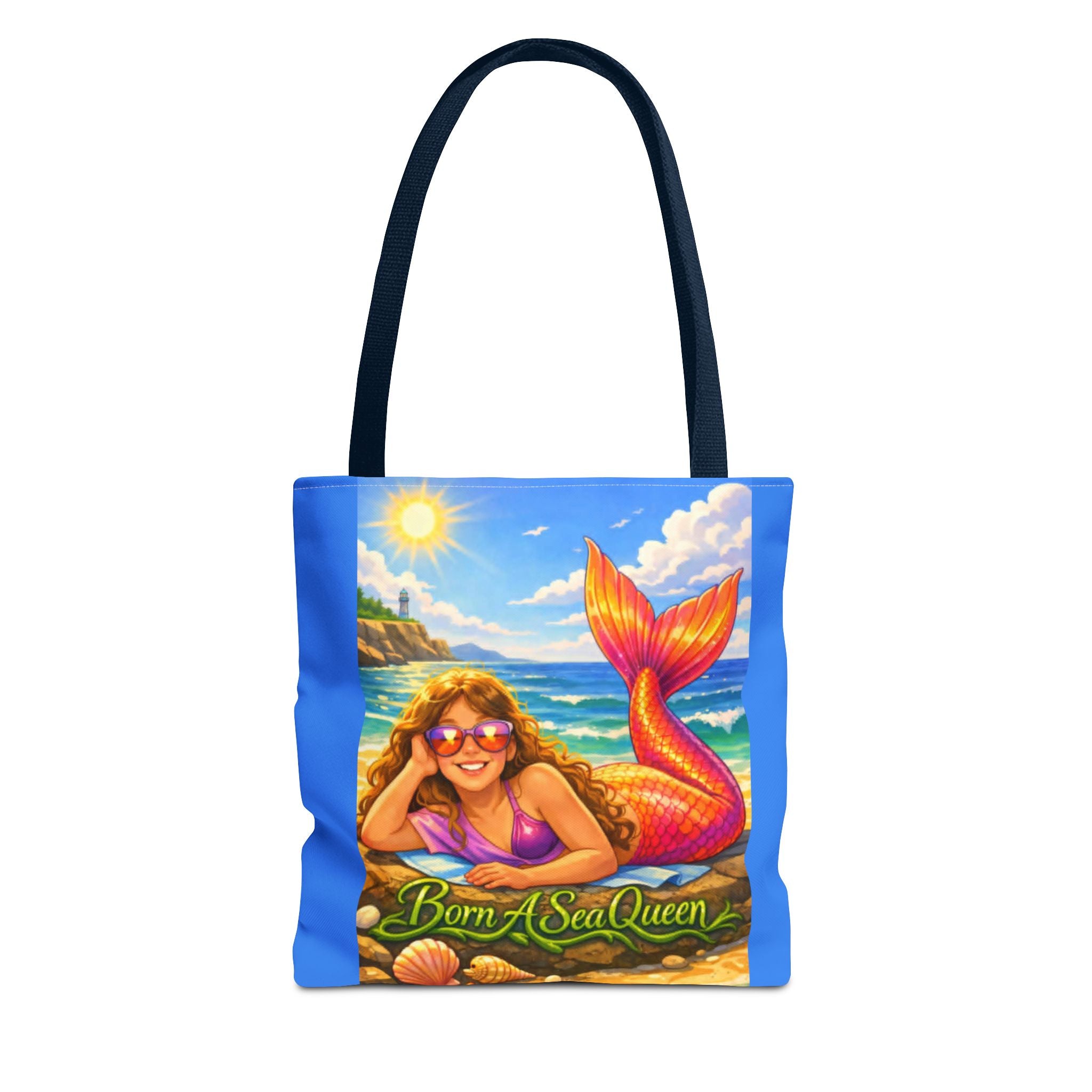 Mermaid Tote Bag — "Born A Sea Queen" Beach Tote