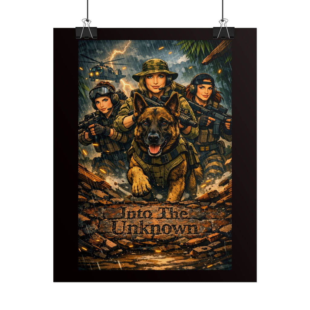 Rolled Poster — K9 Tactical Unit 'Into The Unknown' Military Dog Wall Art