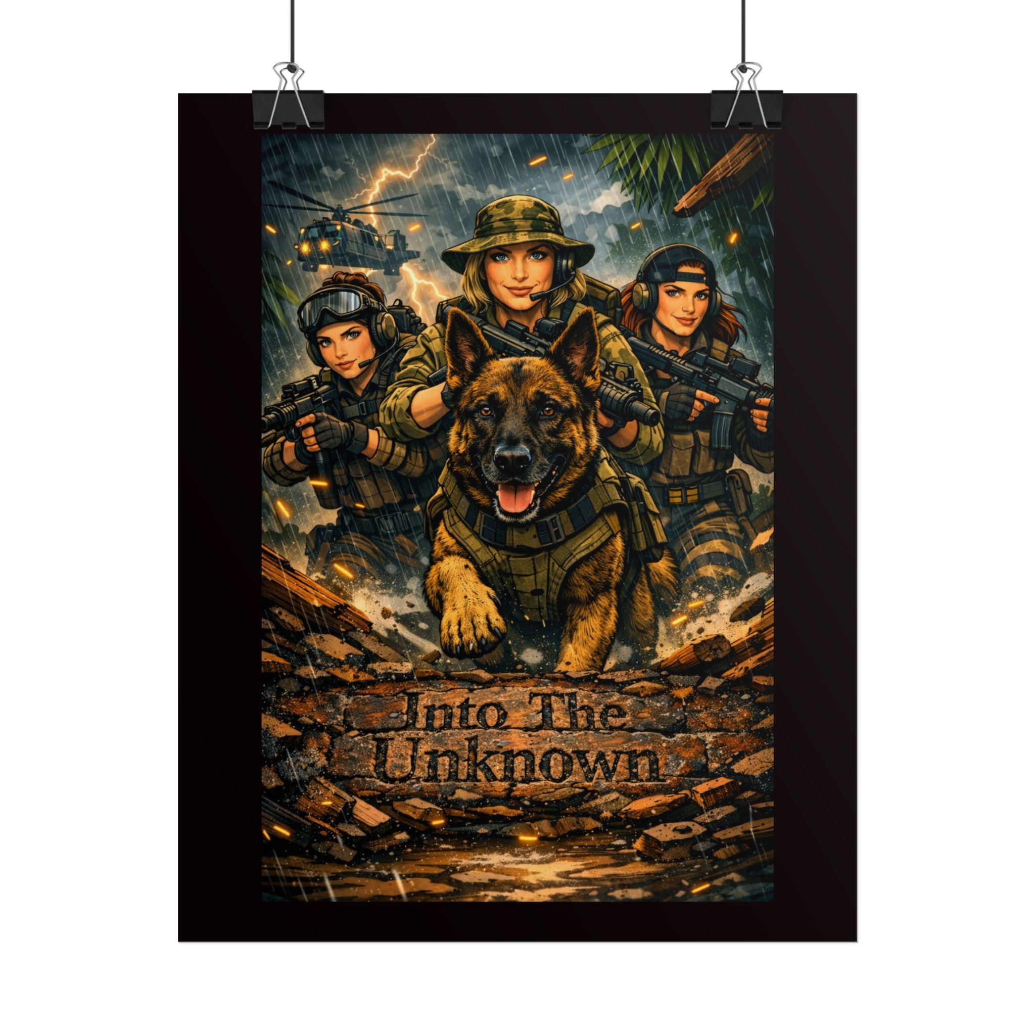 Rolled Poster — K9 Tactical Unit 'Into The Unknown' Military Dog Wall Art
