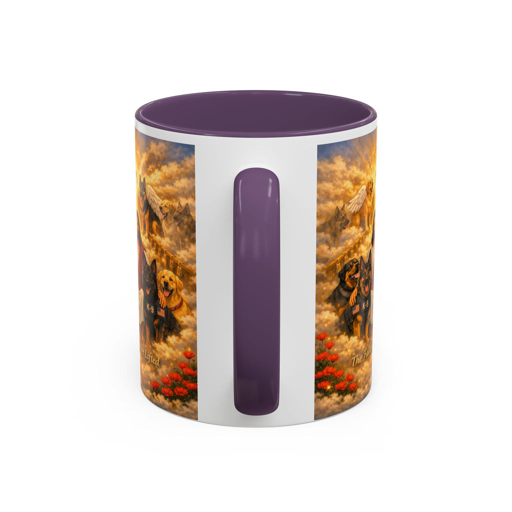 Christian Dog Memorial Coffee Mug — “The Fallen Are Lifted” Accent 11/15oz