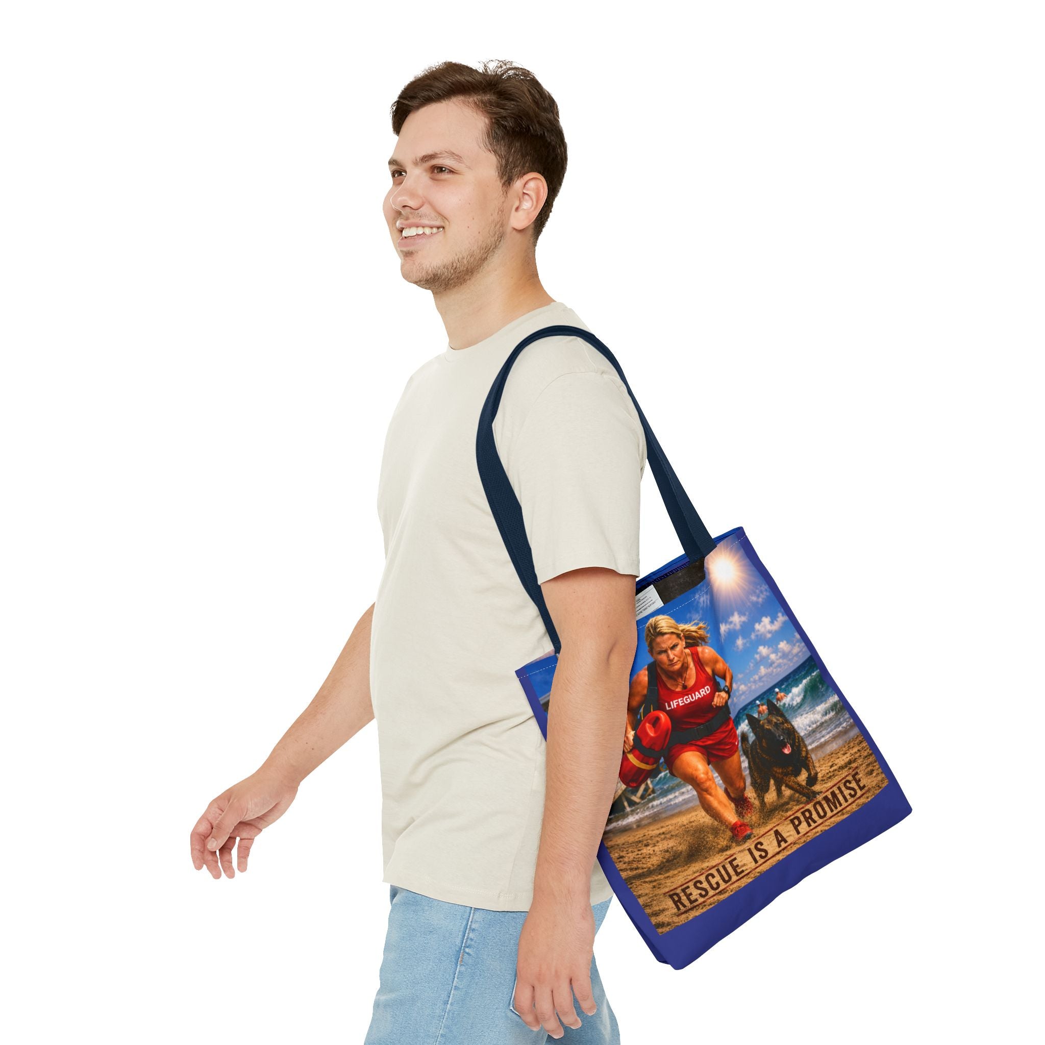 Lifeguard Rescue Tote Bag – "Rescue Is a Promise" Beach Tote