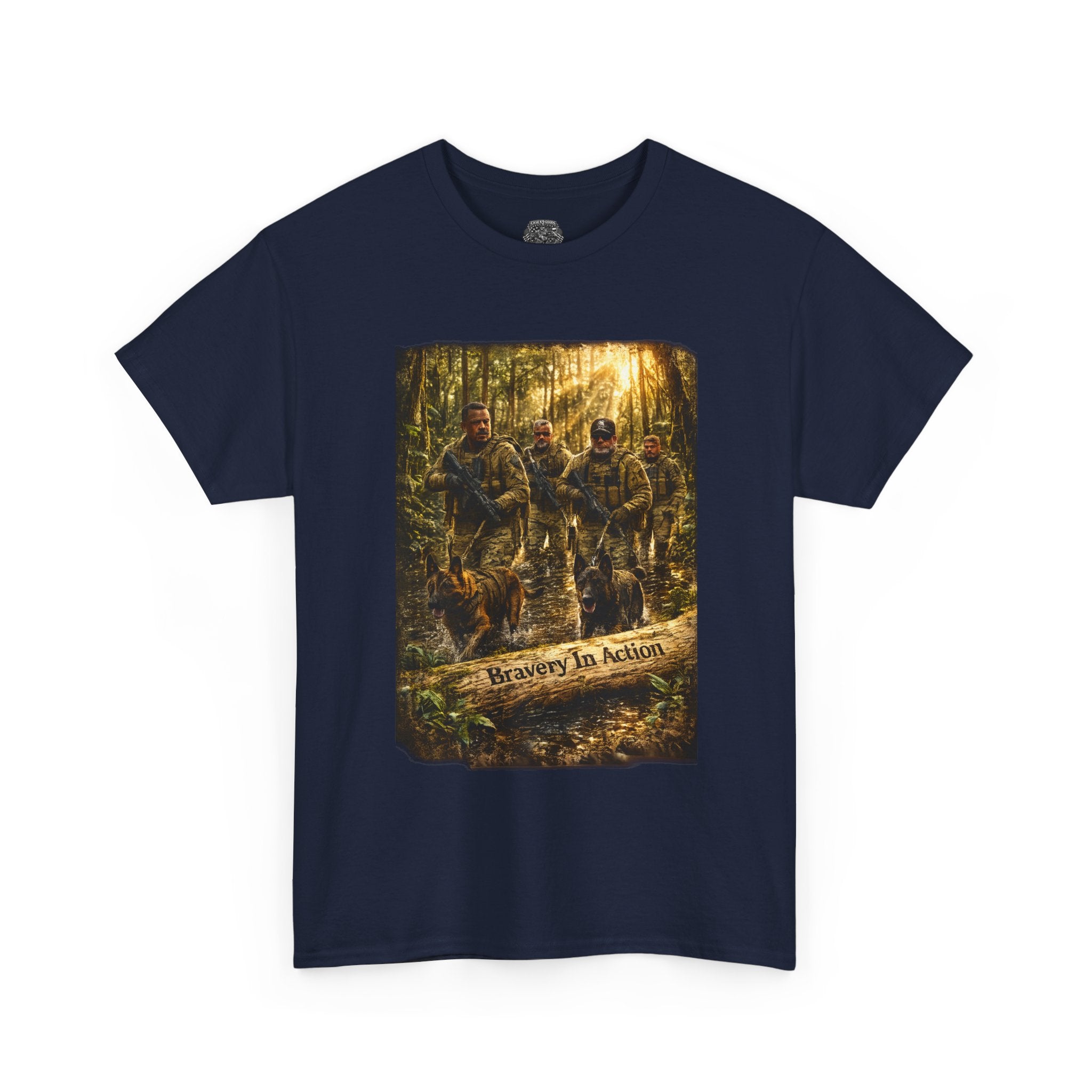 Hunting  K-9 Military Crew Tee — " Service In Action" Forest Camouflage Graphic
