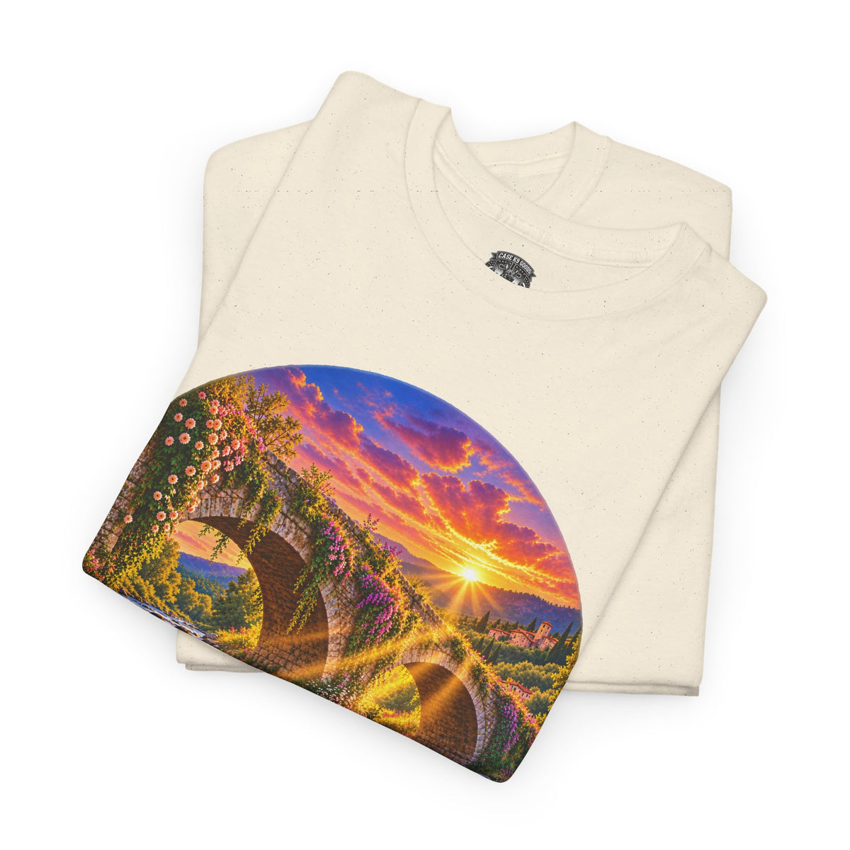 Inspirational Sunset Bridge Scenic T-Shirt — 'Faithful' Roadtrip Nature Tee