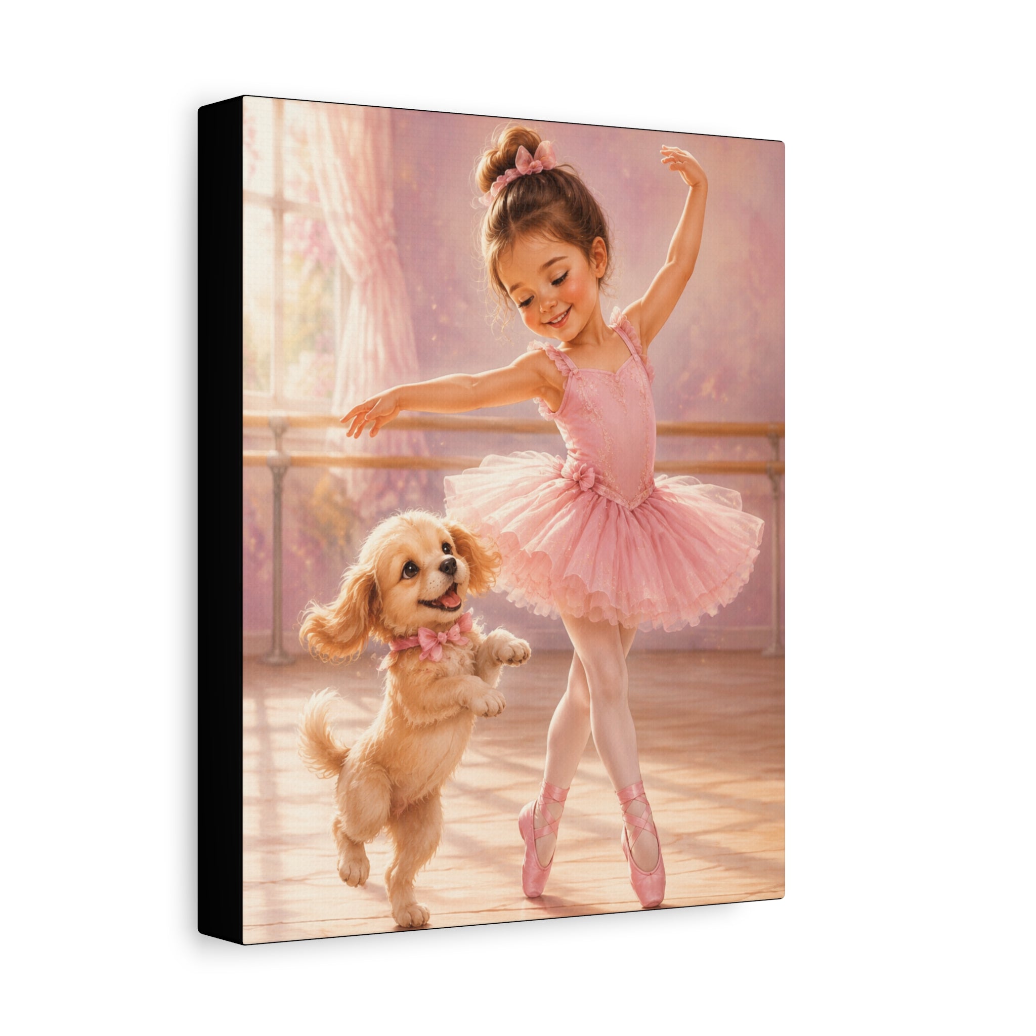 Ballerina Puppy Canvas Wall Art — Matte Stretched 1.25"