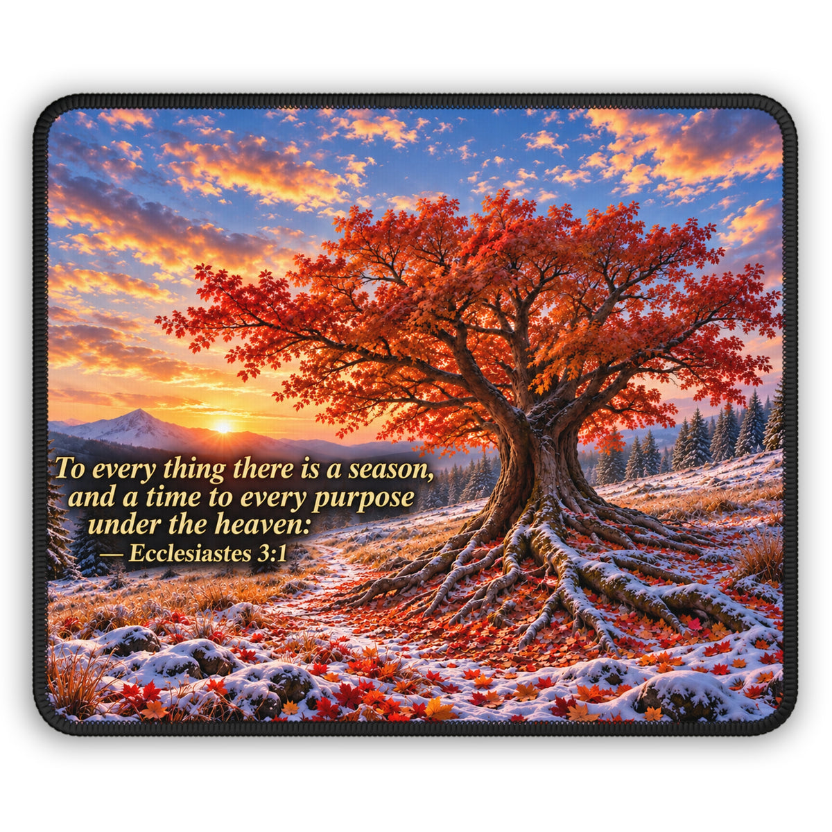 Inspirational Autumn Tree Mouse Pad — "To every thing there is a season" Ecclesiastes 3:1