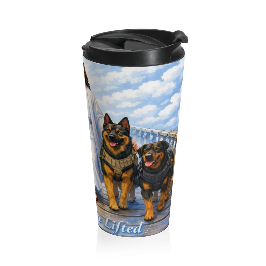 Jesus With K-9 Police Dogs Stainless Steel Travel Mug — Fallen Are Loved Memorial