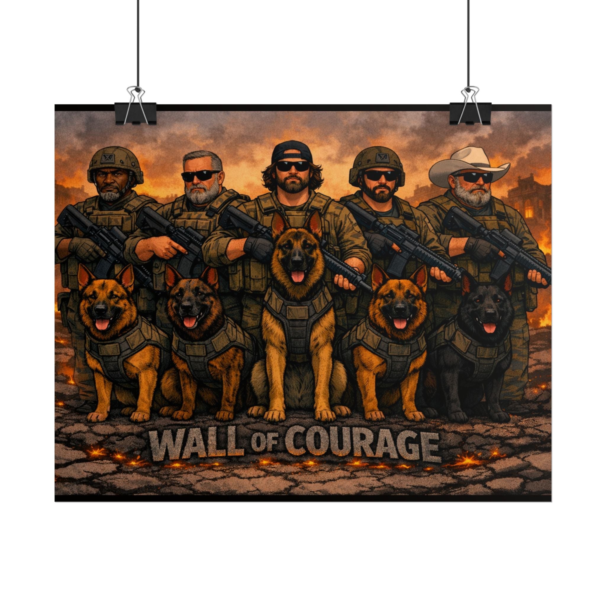 Wall of Courage Military K9 Poster — Veteran & K9 Tribute Rolled Art Print