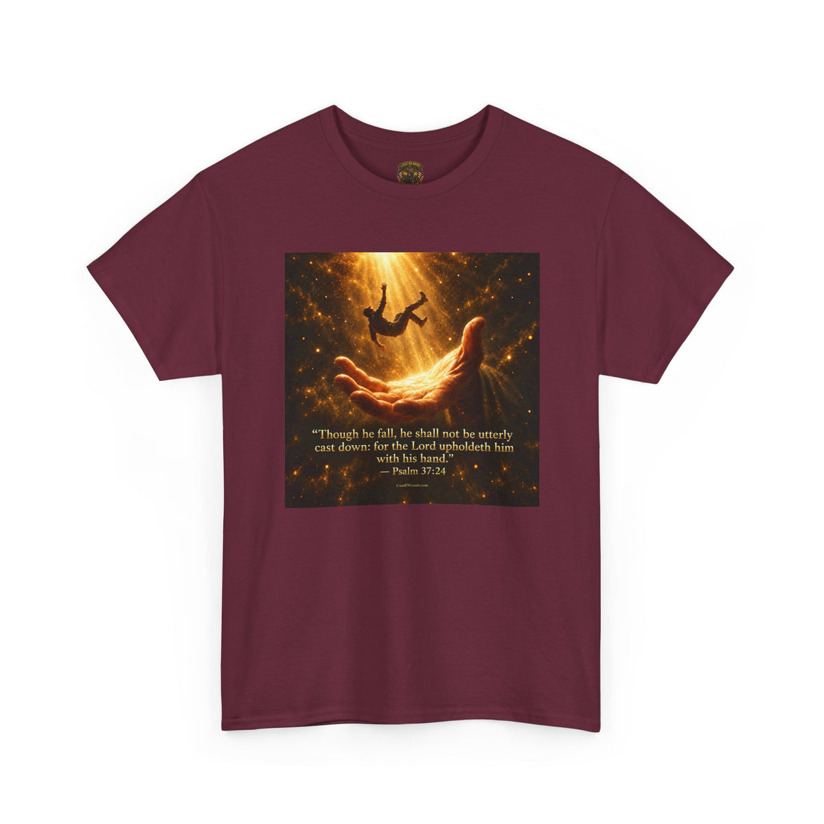 Christian T-Shirt - Psalm 37:24 Hand of God Rescues Graphic Tee