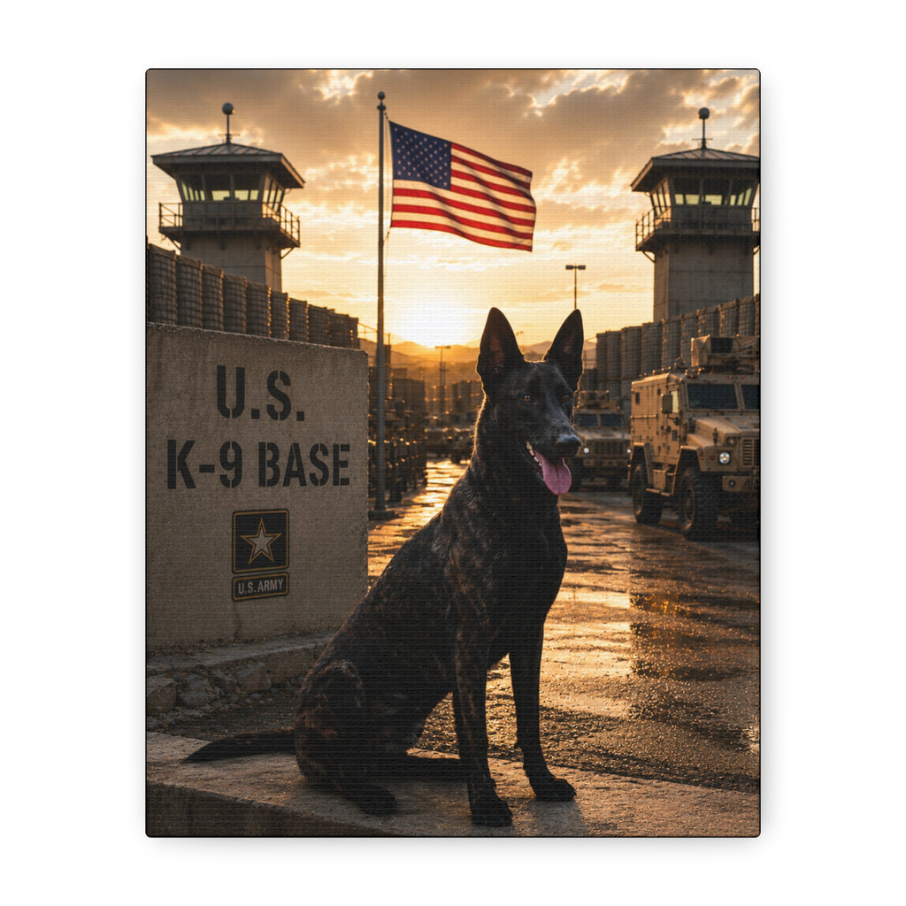 Military K-9 Canvas Print — Patriotic U.S. K-9 Base Wall Art