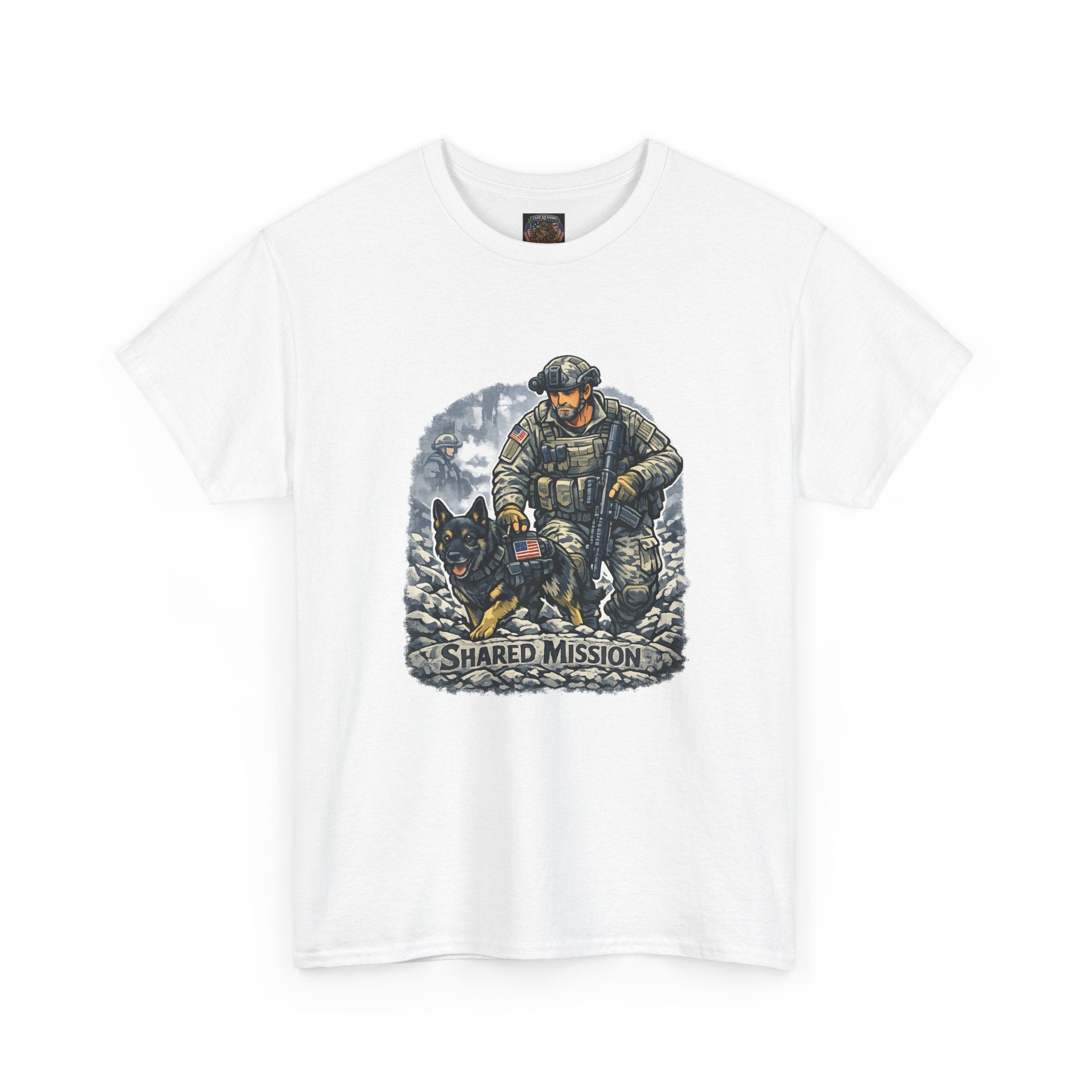 Military K9 T‑Shirt – 'Shared Mission' Soldier & German Shepherd Tribute Tee