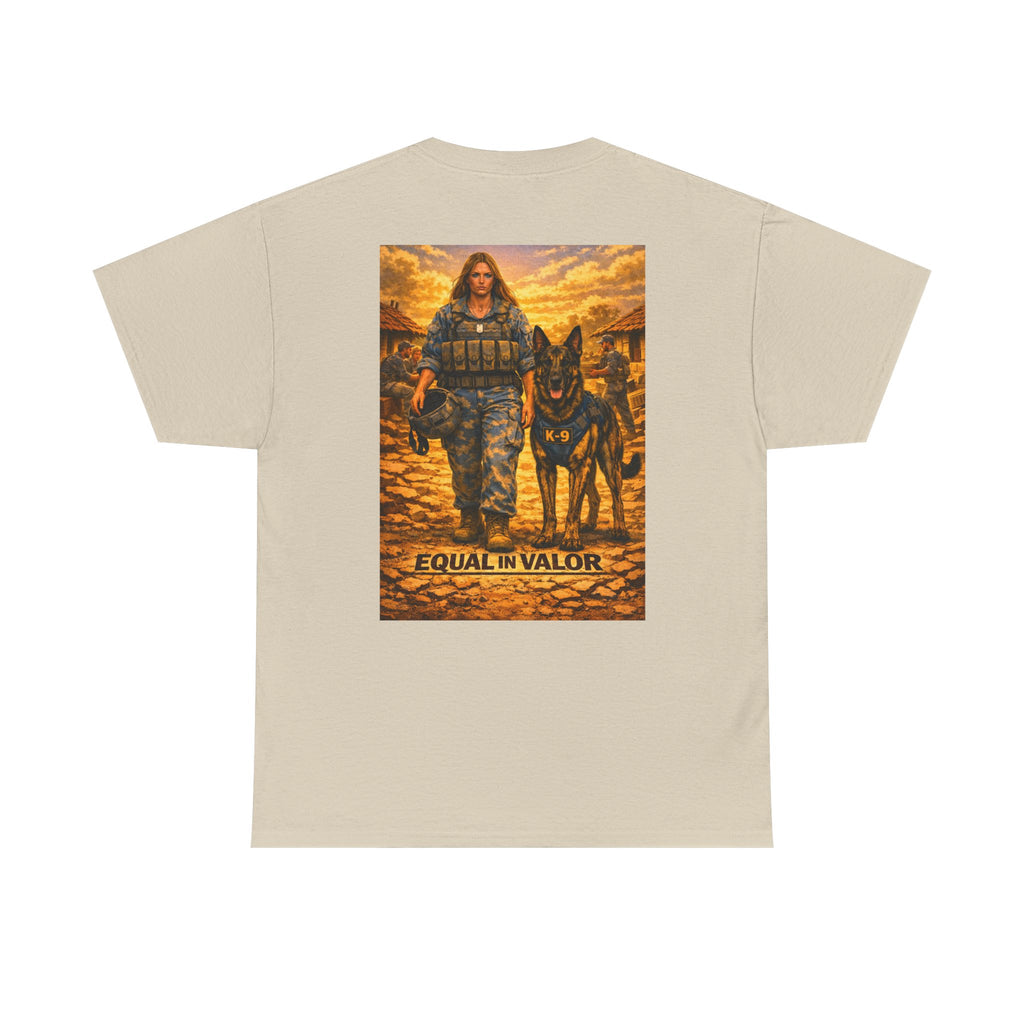 Equal in Valor T-Shirt — K9 Police Handler & Dog Tribute Tee