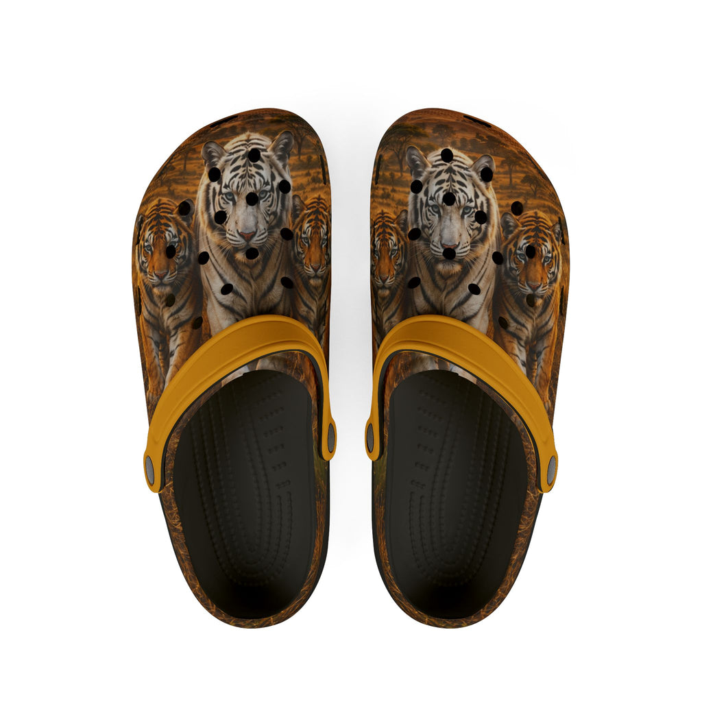 Tiger Print Foam Clogs — Lightweight EVA Rubber Garden Shoes