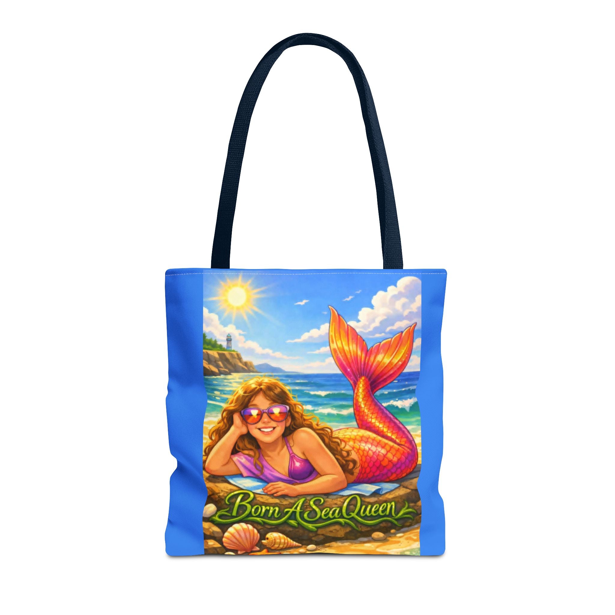 Mermaid Tote Bag — "Born A Sea Queen" Beach Tote