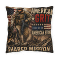 American Grit Outdoor Pillow – Patriotic Soldier & K9 Military Throw Pillow
