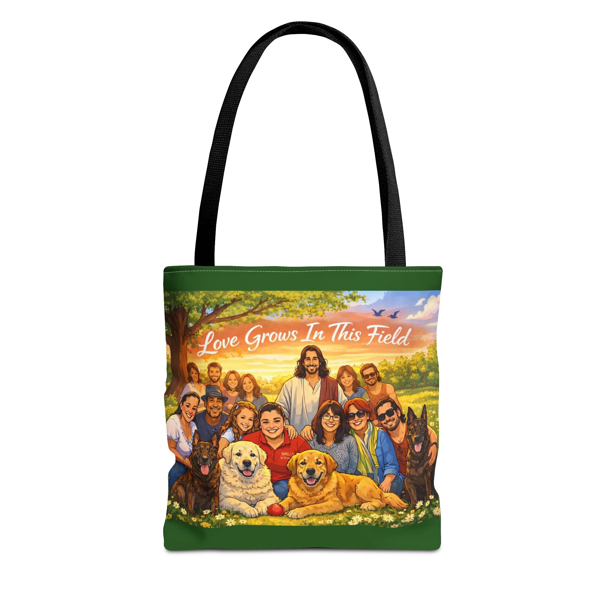 Love Grows In This Field Tote Bag — Jesus & Dogs Inspirational Art Tote