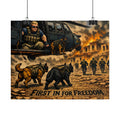 Rolled Poster — "First In For Freedom" Military K9 Helicopter Wall Art