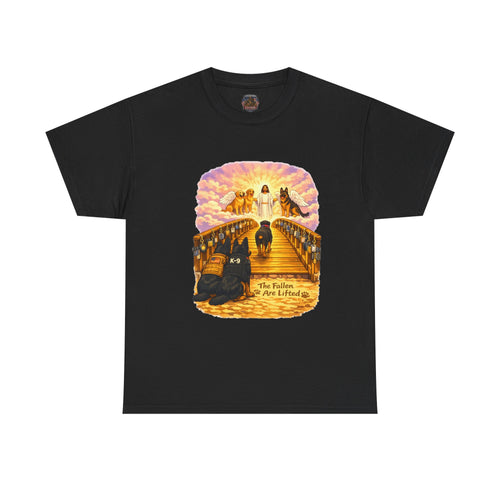 "The Fallen Are Lifted" Christian Faith K-9 T‑Shirt Religious Resurrection Tee