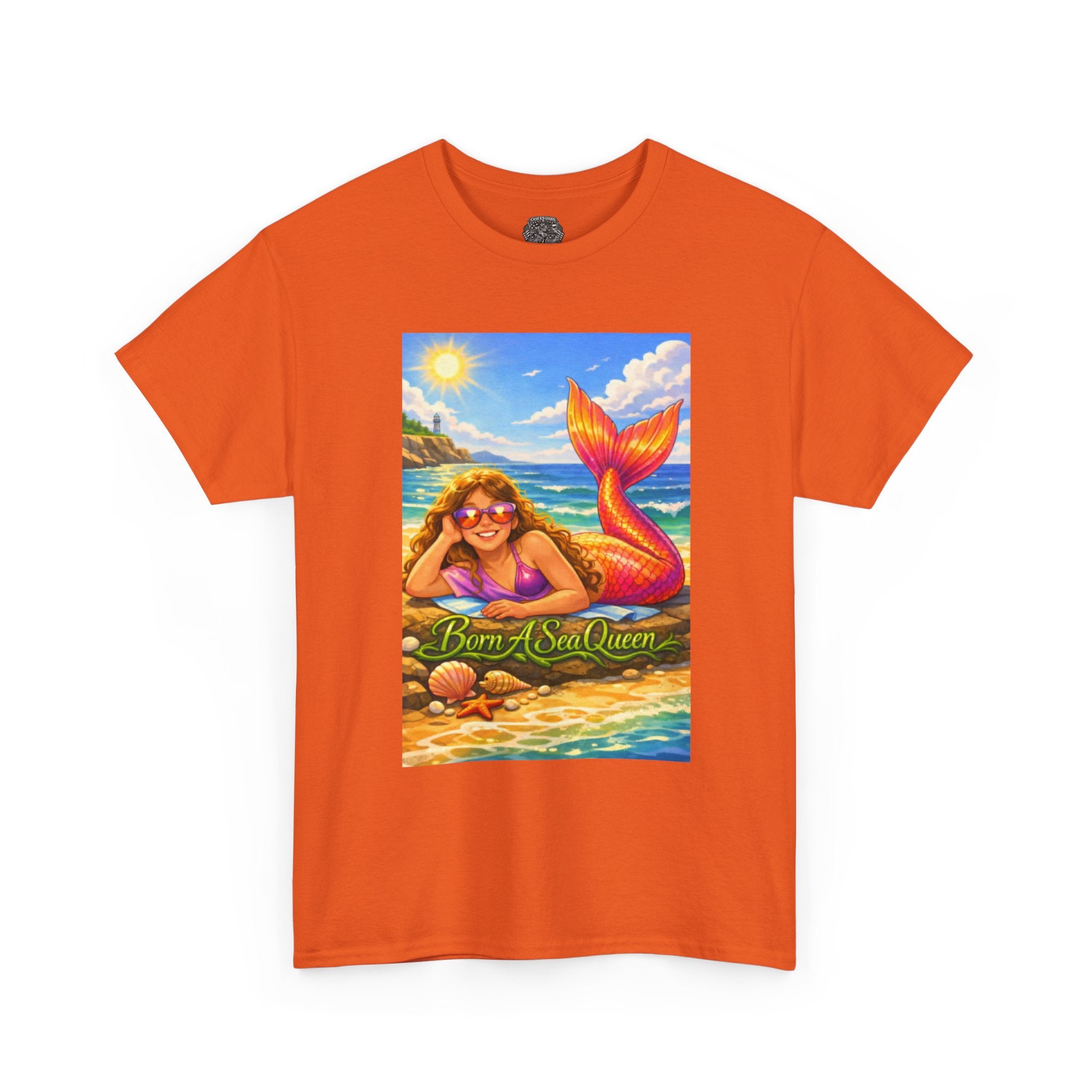 Mermaid Beach T‑Shirt – “Born of Sea/Queen” Colorful Retro Summer Tee