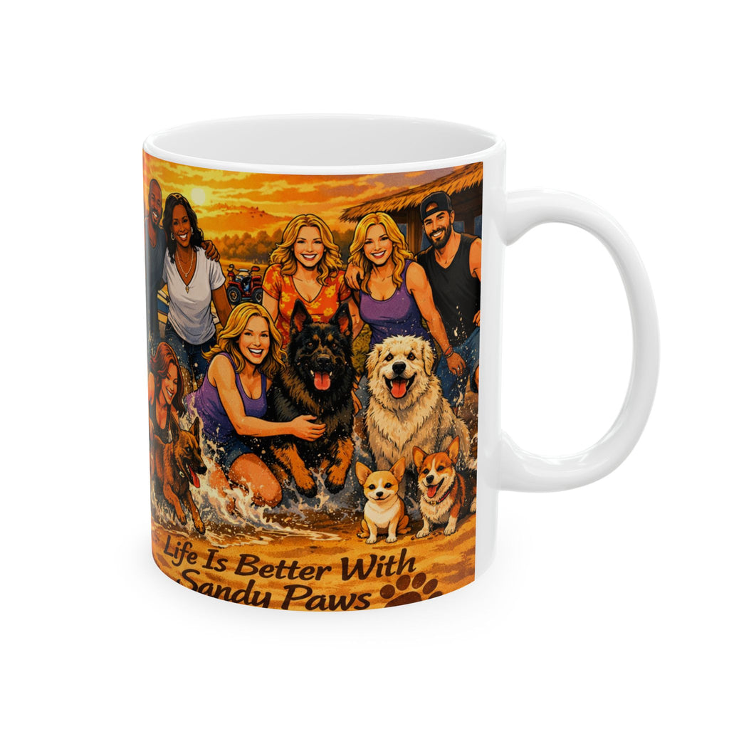 Dog-Loving Family Beach Mug – "Life Is Better With Dogs" Ceramic Coffee Cup (11oz/15oz)