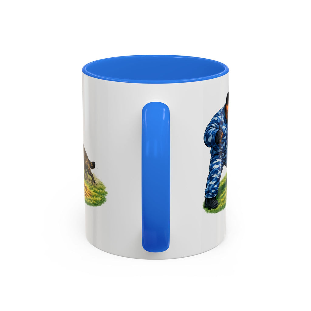 K9 Protection Trainer Mug — “The Brindle Ghost Hits First” Color Accent Coffee Cup (11oz/15oz)