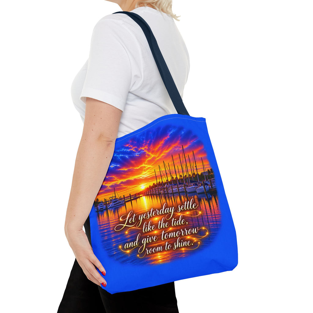Let Yesterday Settle Inspirational Sunset Marina Tote Bag