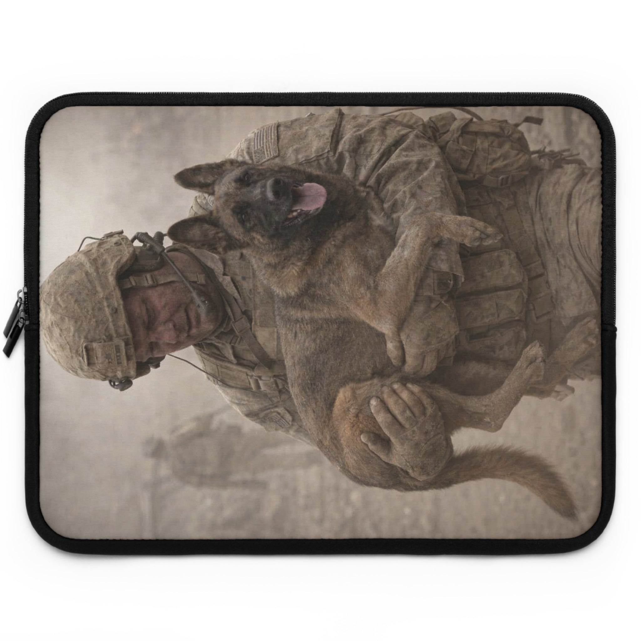 Military K9 Rescue Laptop Sleeve — Soldier with Service Dog Protective Case