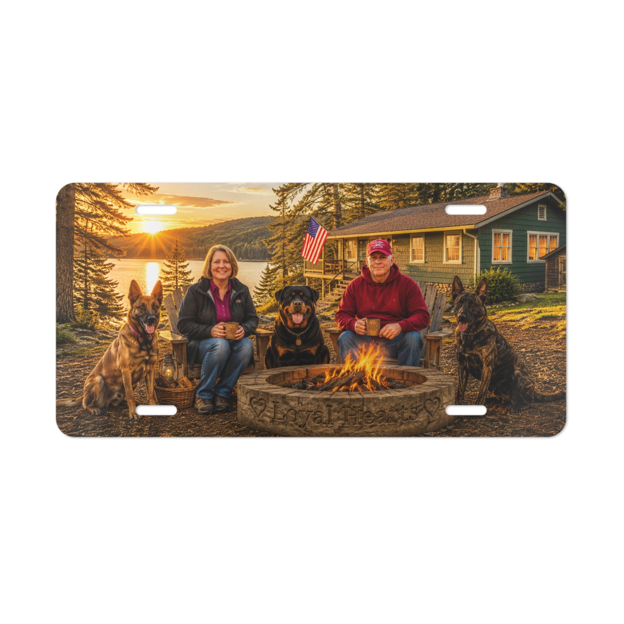 Custom Photo Vanity Plate — Personalized Family Lakefront Campfire License Plate