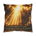 Outdoor Pillow - "I Am the Light of the World" Sunray Christian Decorative Pillow (John 8:12)