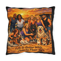 Outdoor Pillow - "Life Is Better With Sandy Paws" Beach Dog Family Decorative Pillow