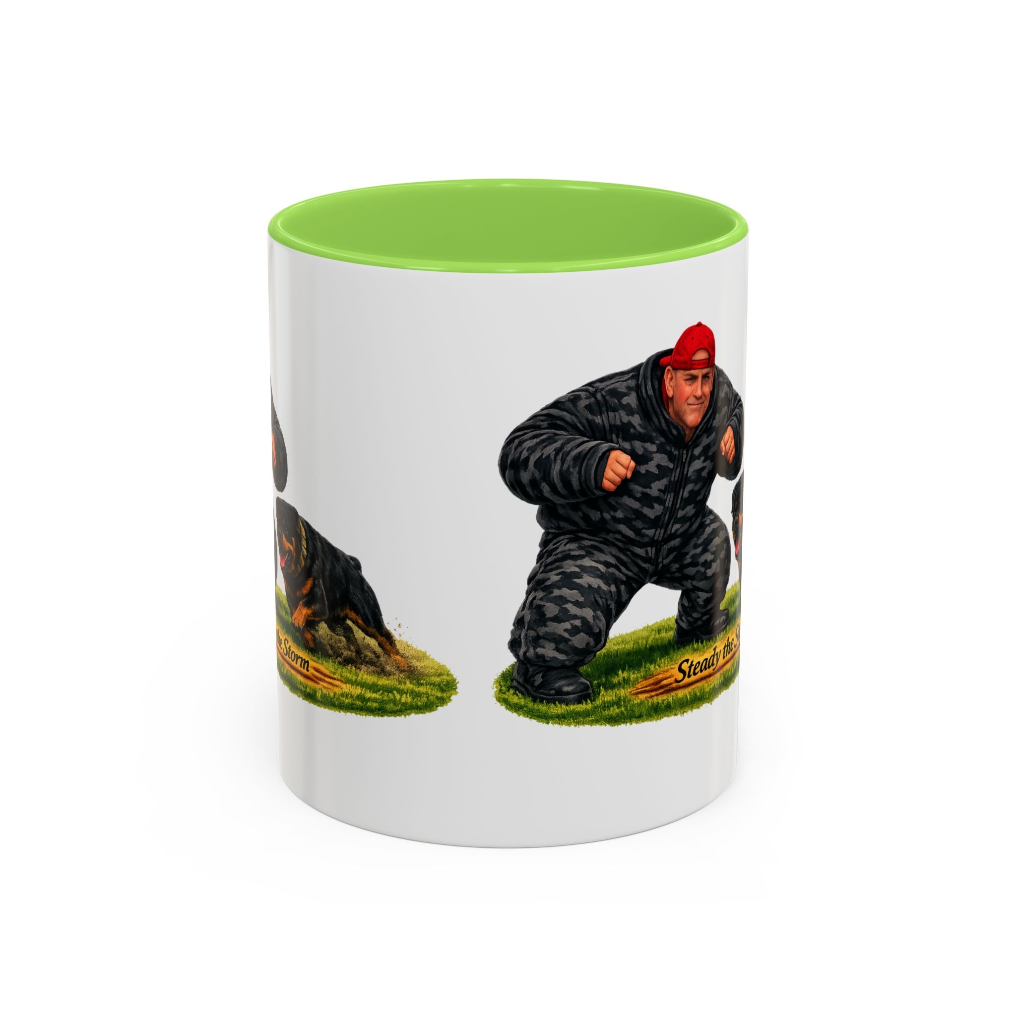 Steady the Storm Rottweiler & Handler Coffee Mug — Dog Lover Gift (11oz/15oz)