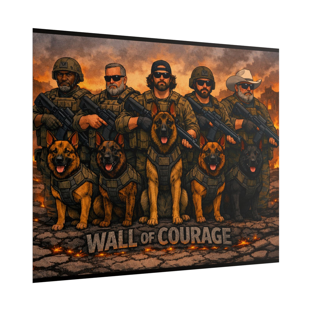 Wall of Courage Military K9 Poster — Veteran & K9 Tribute Rolled Art Print