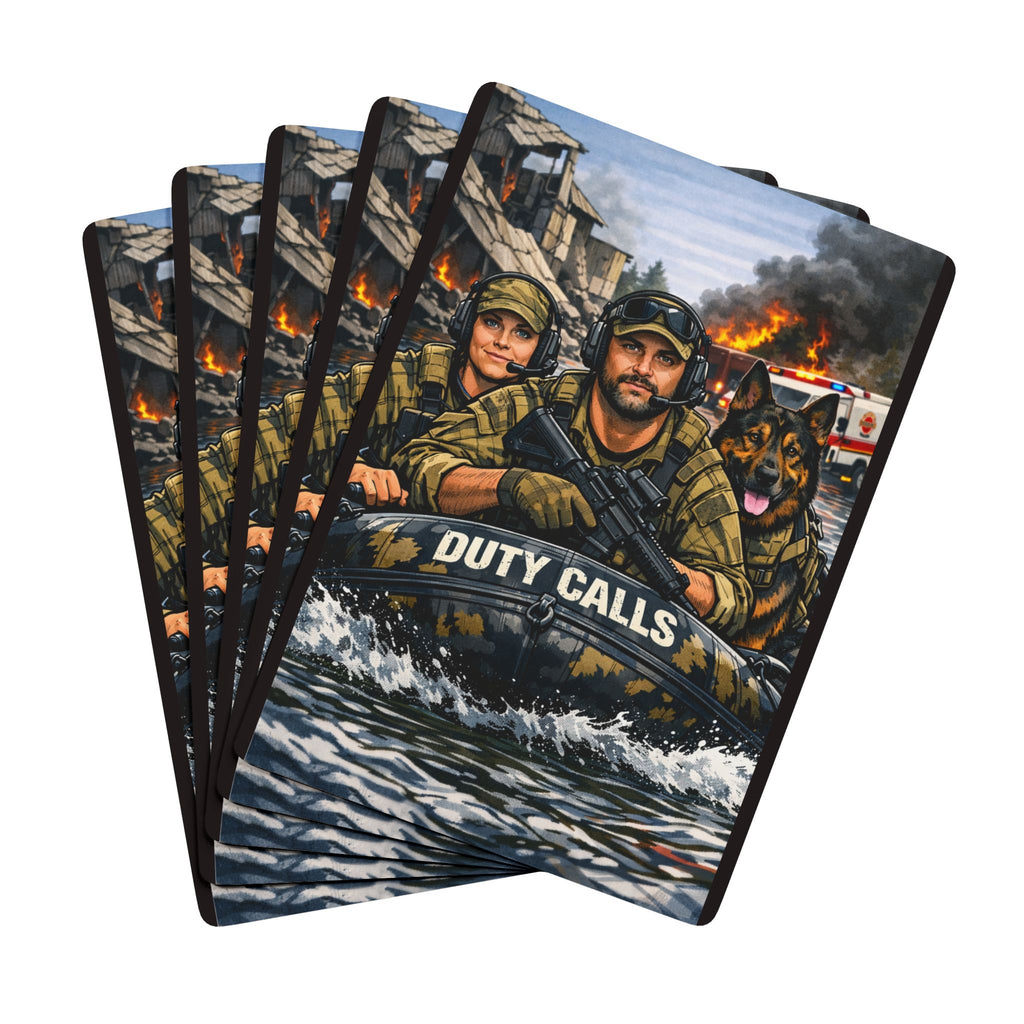 Duty Calls Poker Playing Cards — Military K-9 Rescue Scene Deck